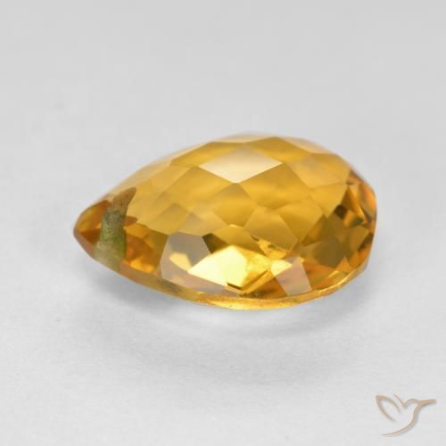 Citrino Arancio Dorato Profondo naturale da 3.83 ct, Forma a pera, VVS-VS
