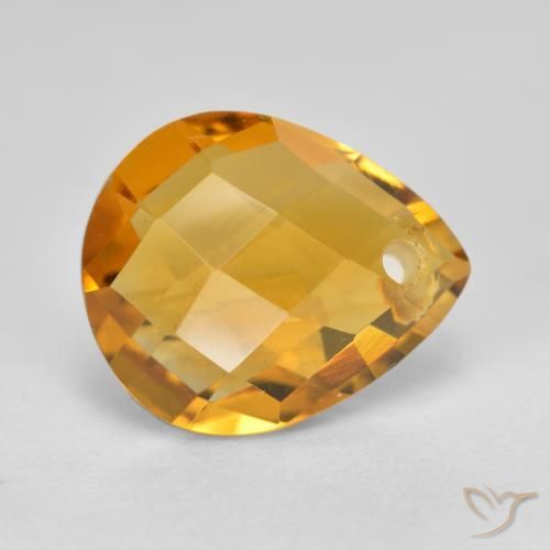 Citrino Arancio Dorato Profondo naturale da 3.81 ct, Forma a pera, VVS-VS