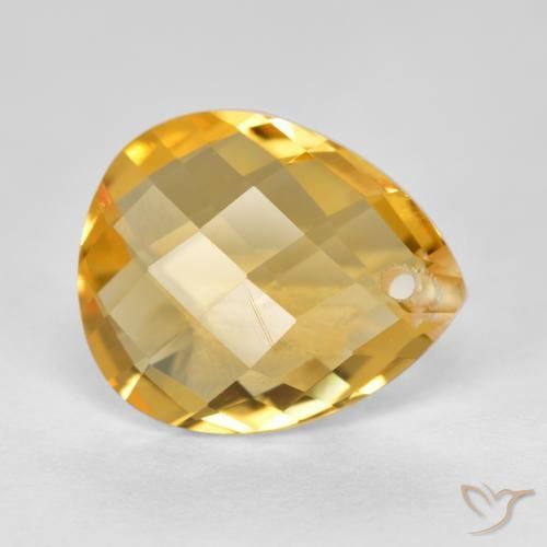 Citrino Dorato medio-scuro naturale da 3.47 ct, Forma a pera, VVS-VS
