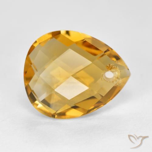 Citrino Dorato medio-scuro naturale da 3.73 ct, Forma a pera, VVS-VS