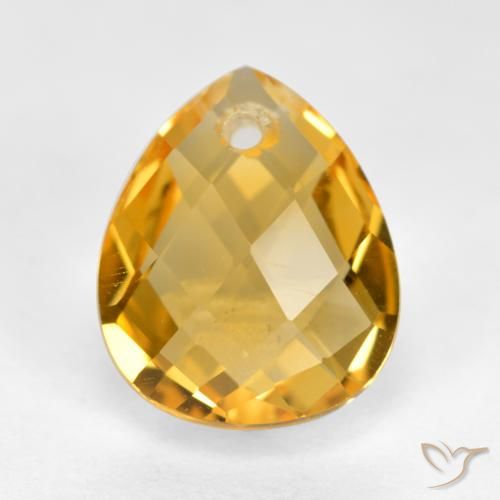 3.69ct Naturale Arancio Dorato Profondo Citrino, Forma a pera, VVS-VS