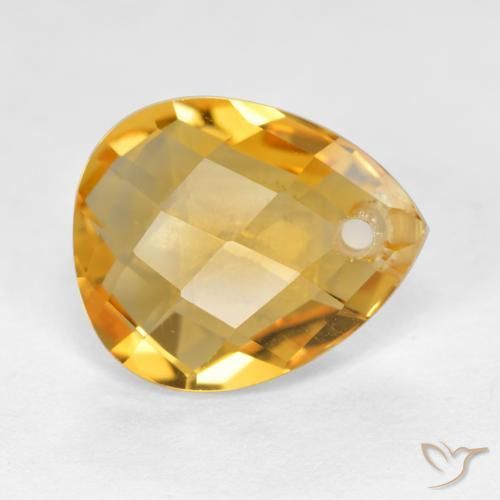 Citrino Arancio Dorato Profondo naturale da 3.69 ct, Forma a pera, VVS-VS