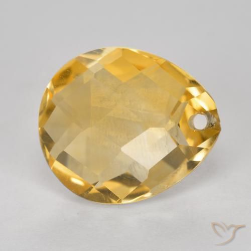 Citrino Dorato medio-scuro naturale da 3.80 ct, Forma a pera, VVS-VS
