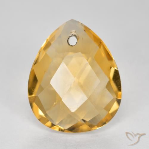 3.49ct Naturale Arancio Dorato Profondo Citrino, Forma a pera, VVS-VS