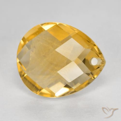 Citrino Dorato medio-scuro naturale da 3.80 ct, Forma a pera, VVS-VS