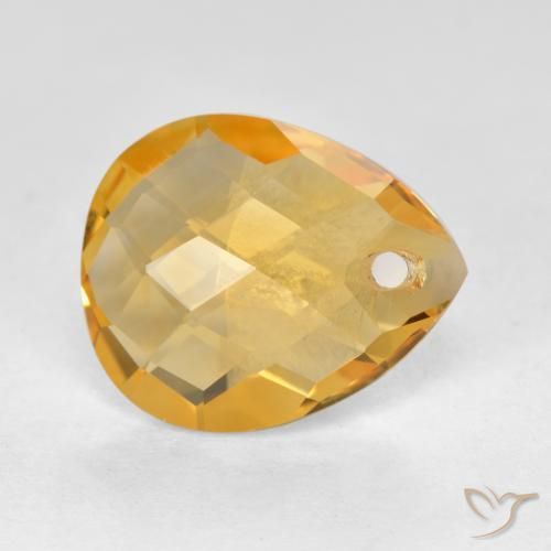 Citrino Dorato medio-scuro naturale da 3.17 ct, Forma a pera, VVS-VS
