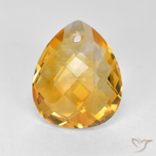 3.56ct Naturale Arancio Dorato Profondo Citrino, Forma a pera, VVS-VS