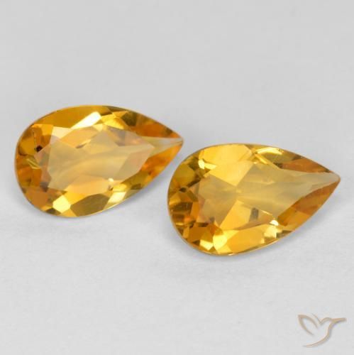 Gemme di Citrino Arancio Scuro-Oro naturale da 1.40 ct, Forma a pera, VS