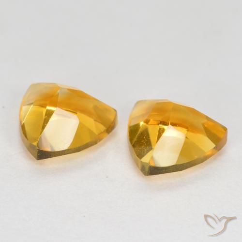 Gemme di Citrino Arancio Dorato Profondo naturale da 1.51 ct, Taglio trillion, VVS-VS