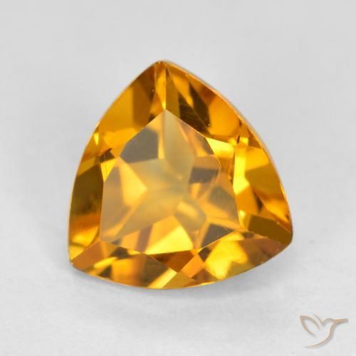 Citrino Arancio intenso-OroG naturale da 1.16 ct, Taglio trillion, VVS-VS