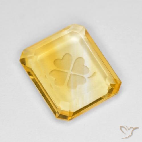 3.45ct Naturale Dorato medio Citrino, Taglio smeraldo, Trasparente
