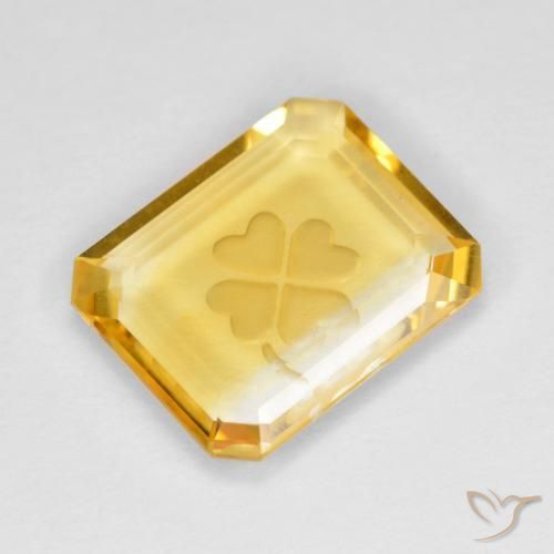 3.31ct Naturale Oro medio Citrino, Taglio smeraldo, Trasparente
