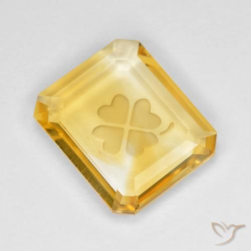 3.51ct Naturale Dorato medio Citrino, Taglio smeraldo, Trasparente