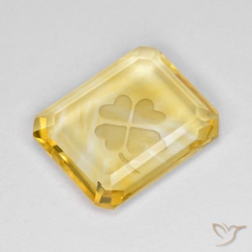 Citrino Oro medio naturale da 3.40 ct, Ottagonale / Taglio smeraldo, Trasparente