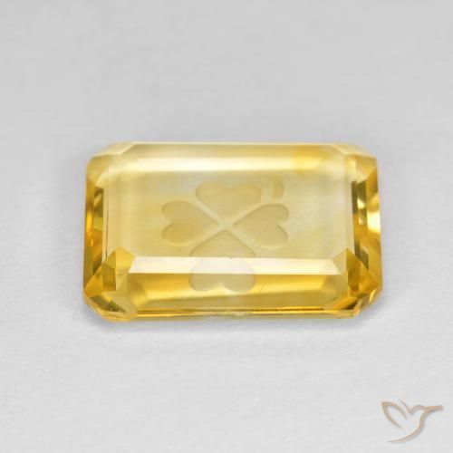 Citrino Oro medio naturale da 3.40 ct, Ottagonale / Taglio smeraldo, Trasparente