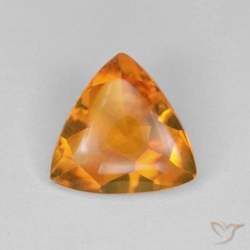 1.23ct Naturale Albicocca Arancia Citrino, Taglio trillion, Trasparente