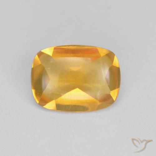 1.15ct Naturale Arancio Dorato Profondo Citrino, Cuscino, Trasparente