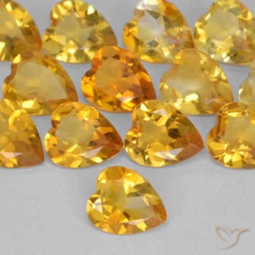 0.44ct Naturale Arancio Dorato Profondo Citrino, Cuore, VS