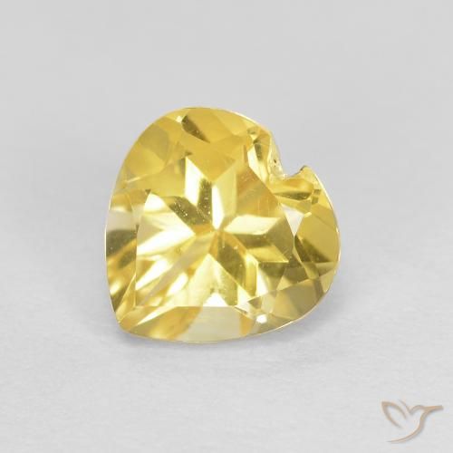 Citrino Giallo medio naturale da 0.77 ct, Cuore, VVS-VS