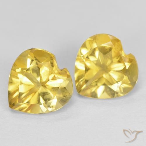 1.37ctw Naturale Giallo medio Citrino, Cuore, VVS-VS