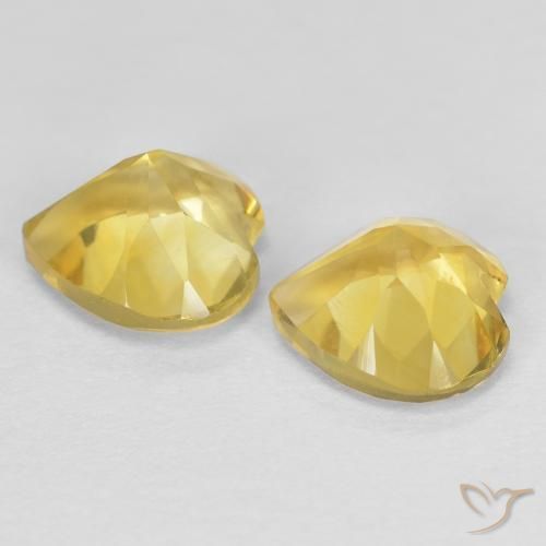 Gemme di Citrino Giallo medio naturale da 1.37 ct, Cuore, VVS-VS