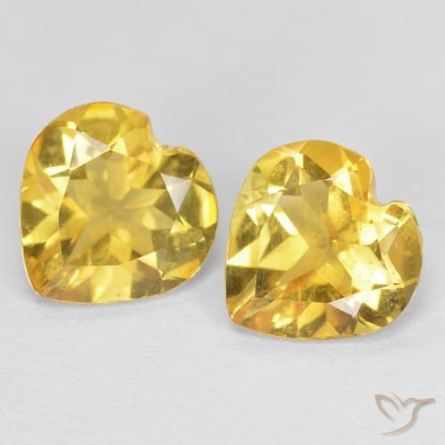 1.15ctw Naturale Giallo medio Citrino, Cuore, VVS-VS