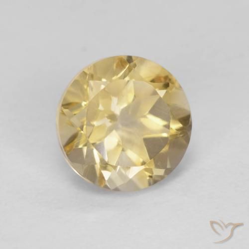 Citrino Giallo medio naturale da 1.39 ct, Rotondo, VVS