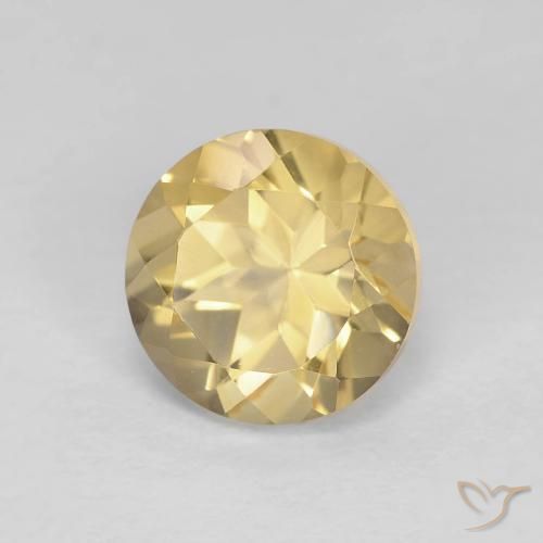 Citrino Giallo medio naturale da 1.38 ct, Rotondo, VVS