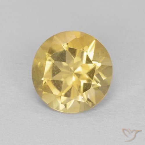 Citrino Giallo dorato chiaro naturale da 1.13 ct, Rotondo, VVS
