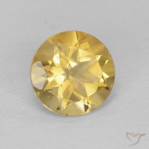 Citrino Oro chiaro naturale da 1.24 ct, Rotondo, VVS