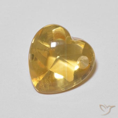Citrino naturale dorato da 2,73 ct, a forma di cuore, trasparente