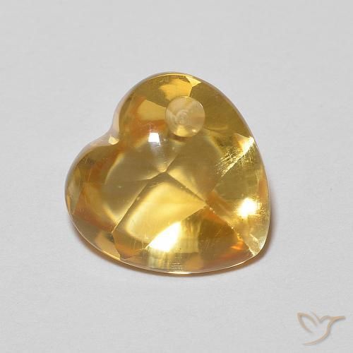Citrino naturale dorato da 2,73 ct, a forma di cuore, trasparente