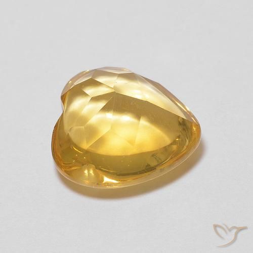 Citrino naturale dorato da 2,73 ct, a forma di cuore, trasparente