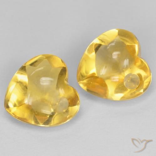 Gemme di Citrino Giallo dorato chiaro naturale da 5.73 ct, Cuore, Trasparente