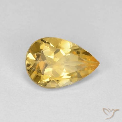 Citrino Dorato medio naturale da 1.64 ct, Forma a pera, VVS