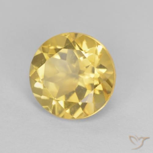 Citrino Giallo chiaro naturale da 2.00 ct, Rotondo, VVS