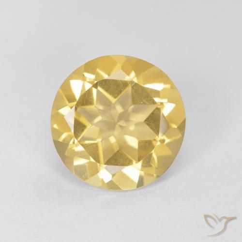 Citrino naturale giallo da 1,58 ct, taglio rotondo, VVS