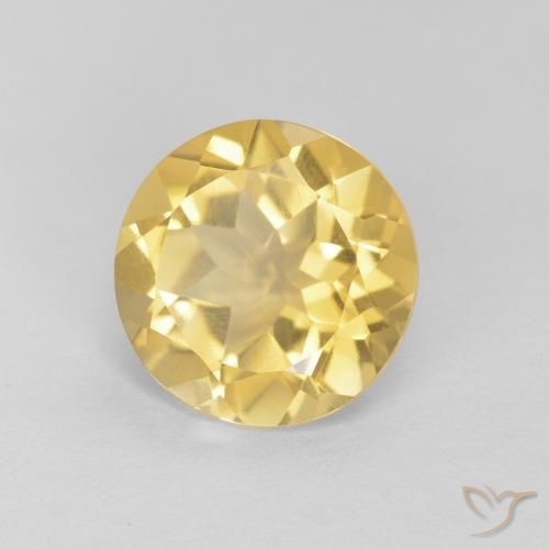 Citrino naturale giallo da 1,58 ct, taglio rotondo, VVS