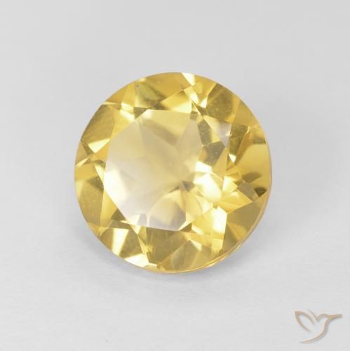 Citrino Giallo dorato chiaro naturale da 1.69 ct, Rotondo, VVS