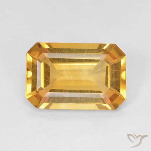 3.36ct Naturale Arancio Dorato Profondo Citrino, Taglio smeraldo, VS