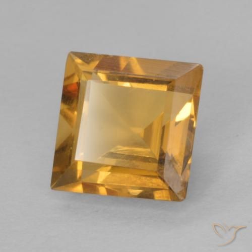 Citrino Arancio Dorato Profondo naturale da 0.90 ct, Quadrato, VVS-VS