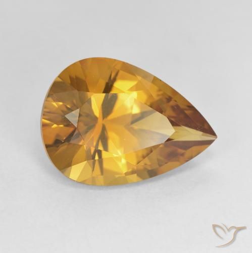 Citrino Marrone dorato naturale da 4.25 ct, Forma a pera, VVS