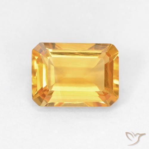 1.48ct Naturale Medium Light Orange-Gold Citrino, Taglio smeraldo, VVS-VS