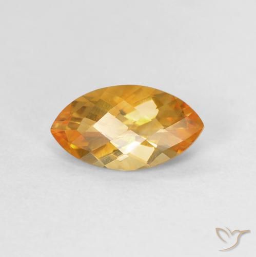 Citrino Arancio intenso-OroG naturale da 0.87 ct, Taglio marquise, VVS-VS