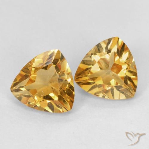 Gemme di Citrino Dorato naturale da 1.45 ct, Taglio trillion, VVS
