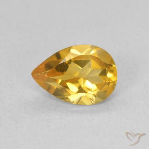 0.60ct Naturale Dorato Citrino, Forma a pera, VVS