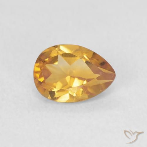 Citrino Arancio dorato naturale da 0.71 ct, Forma a pera, VVS