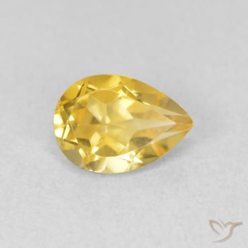 Citrino Giallo dorato naturale da 0.74 ct, Forma a pera, VVS