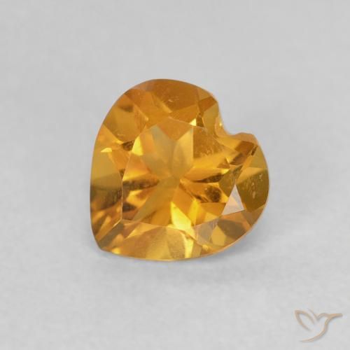 0.65ct Naturale Arancio Scuro-Oro Citrino, Cuore, VVS