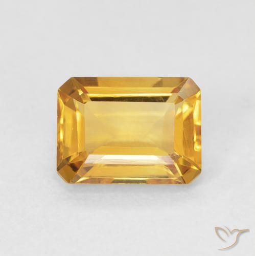 1.59ct Naturale Medium Light Orange-Gold Citrino, Taglio smeraldo, VVS